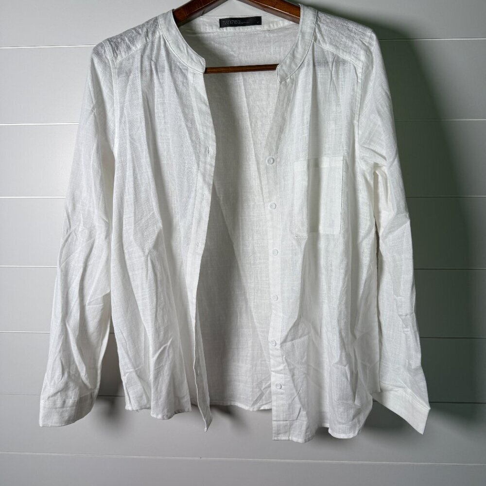 ZanZea Collection Ladies Button Down Shirt, Off White, Size XL